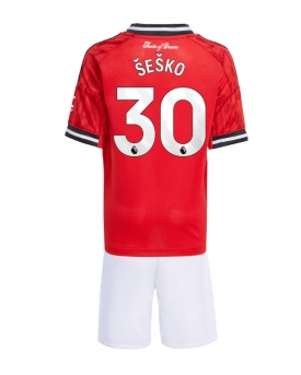 Manchester United Benjamin Sesko #30 Maglia Gara Casa Repliche 2025-26 Bambino Maniche Corte